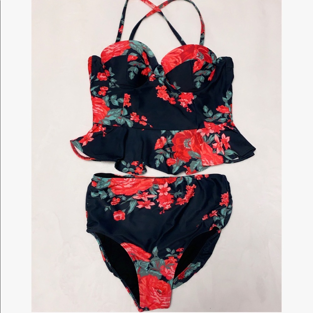 Albion floral pleplum tankini